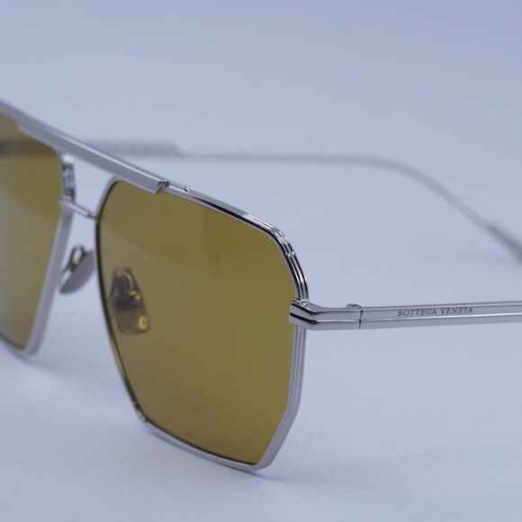 Bottega Veneta BV1012S 007 Sunglasses Silver Aviator Frame, Brown Lenses main image 9